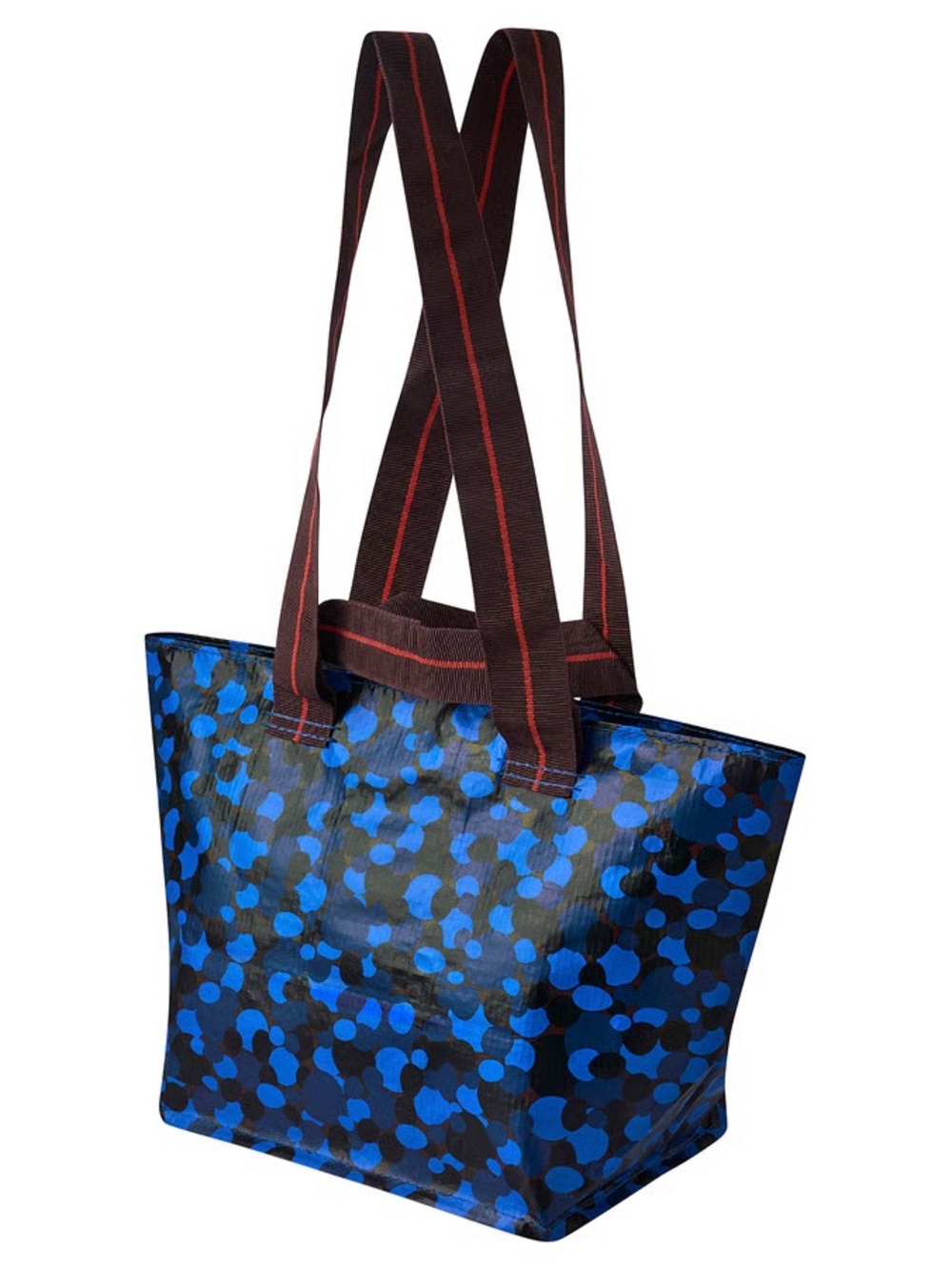2 Blue Patterned Tote Bag with Zip Closure - Picture 3 of 6